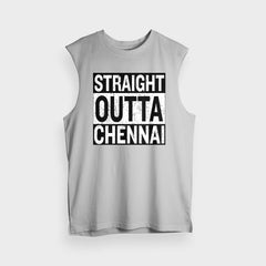 Straight Outta Chennai Men/Unisex Tank Top in Grey Melange Color