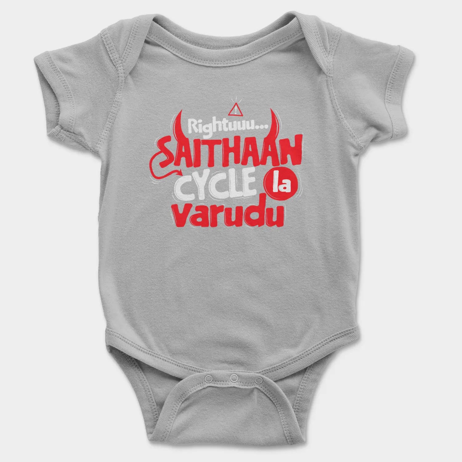 Rightuuu.. Saithaan Cycle La Varudhu Onesie/Romper in Grey Melange Color