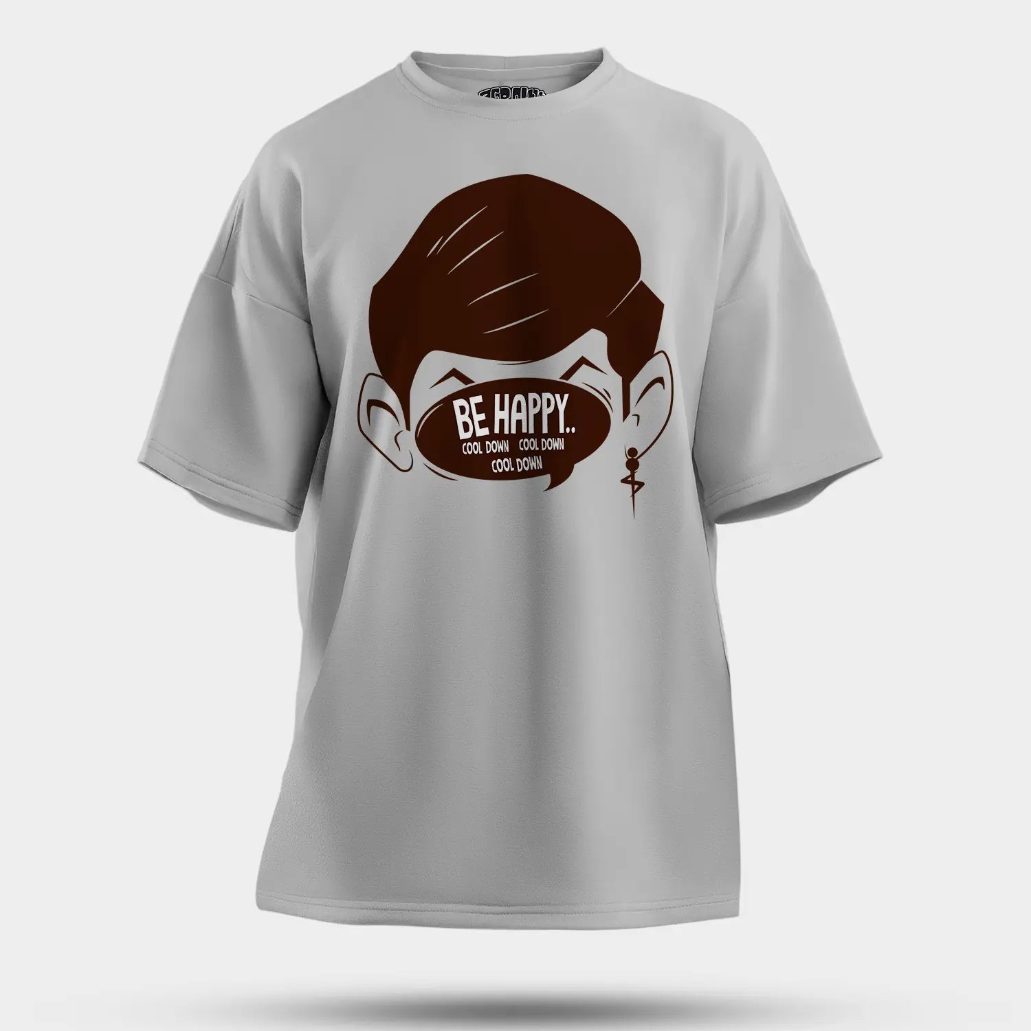 Be Happy Cool Down Cool Down Cool Down Men/Unisex Oversized T-Shirt in Grey Melange Color