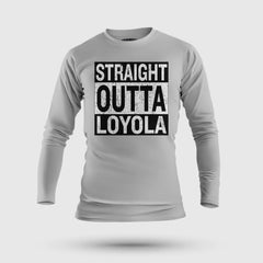 Straight Outta Loyola Men/Unisex Long Sleeve T-Shirt in Grey Melange Color