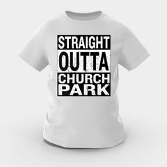 Straight Outta Church Park Girls Round Neck T-Shirt in Grey Melange Color