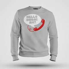 Hello Dubai Ah? Men/Unisex Sweatshirt in Grey Melange Color