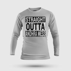 Straight Outta Andhra Mess Men/Unisex Long Sleeve T-Shirt in Grey Melange Color