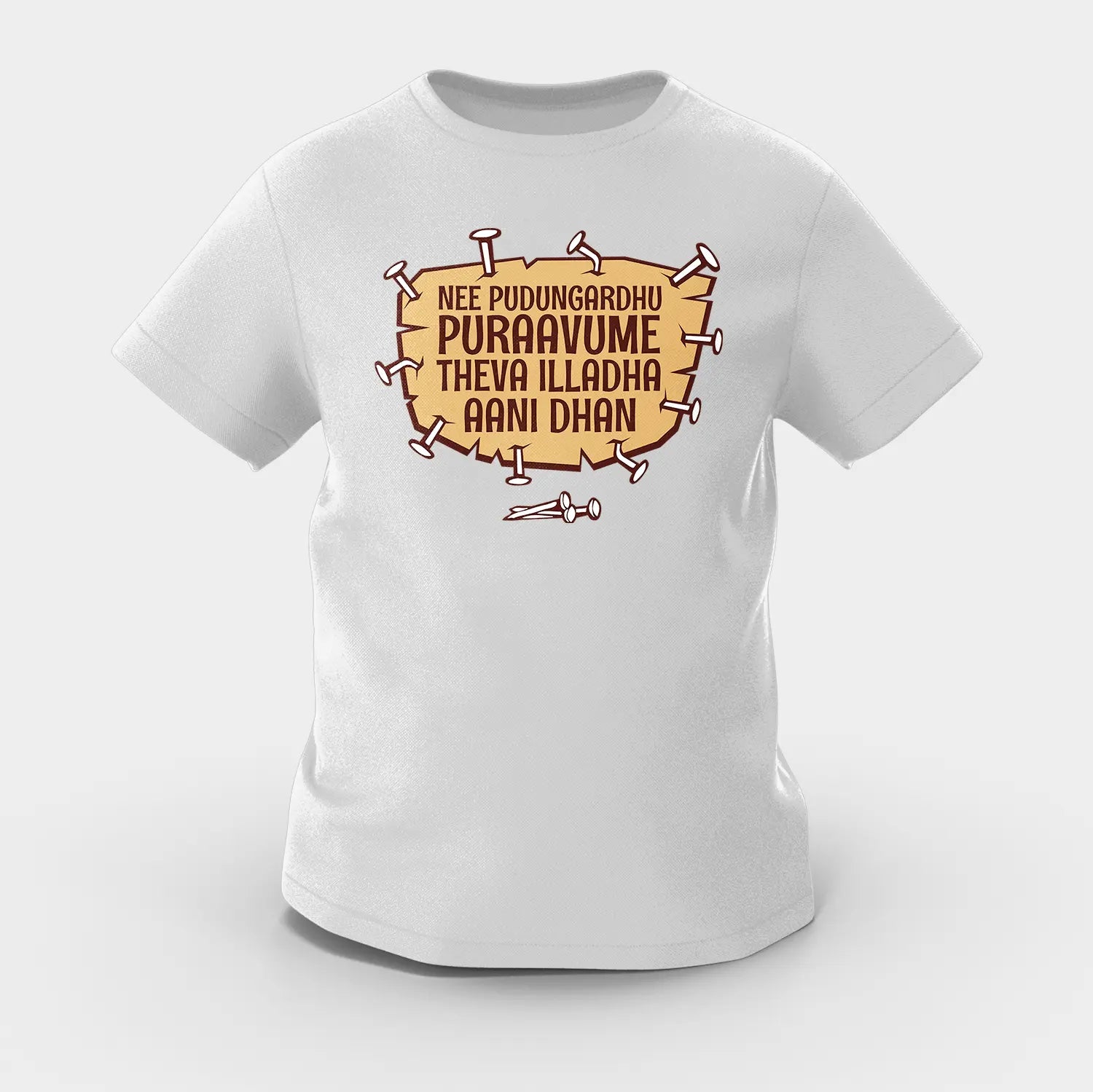 Nee Pudungurathu Puraavume Theva Illadha Aani Dhan Girls Round Neck T-Shirt in Grey Melange Color