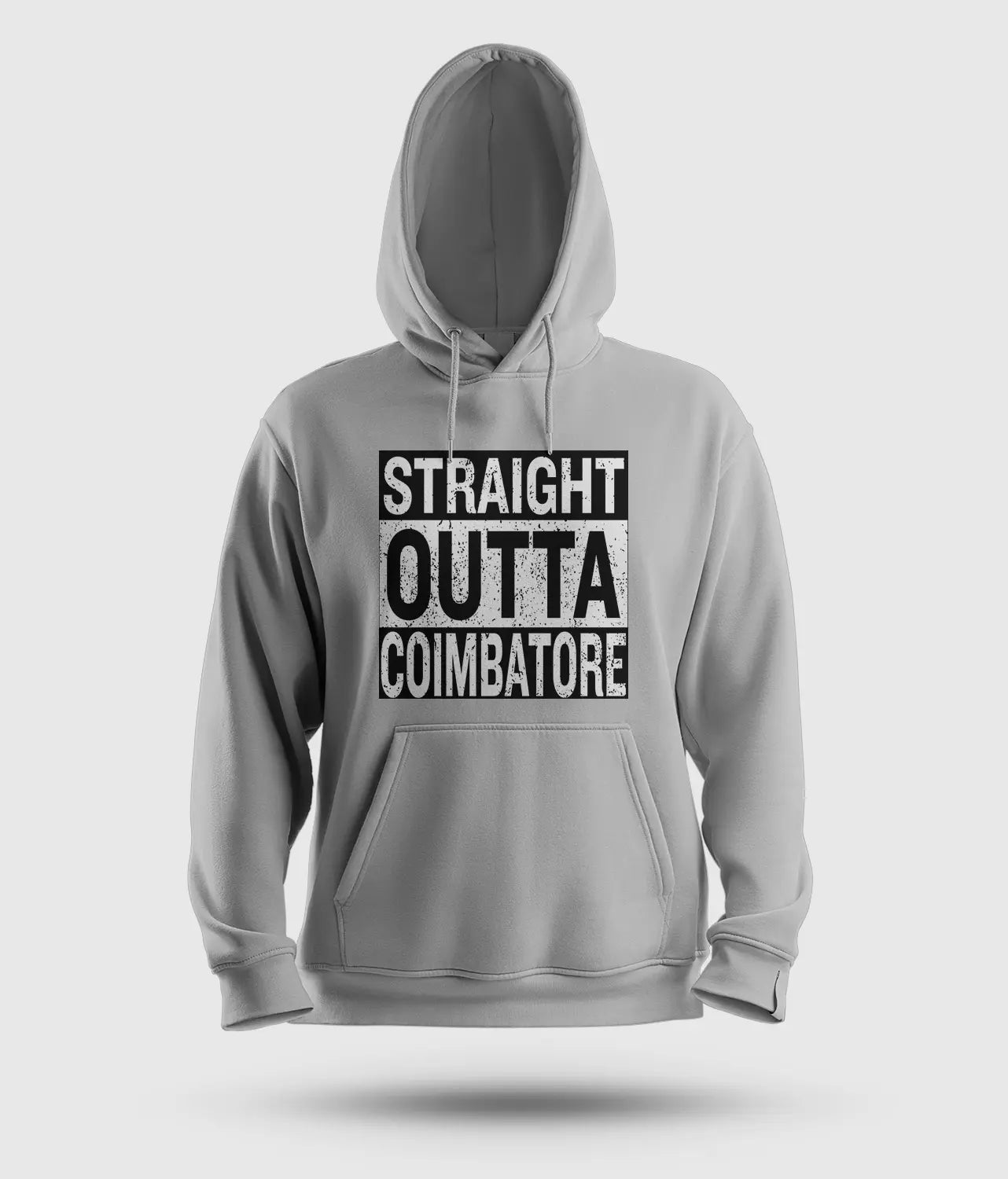 Straight Outta Coimbatore Men/Unisex Hoodie in Grey Melange Color