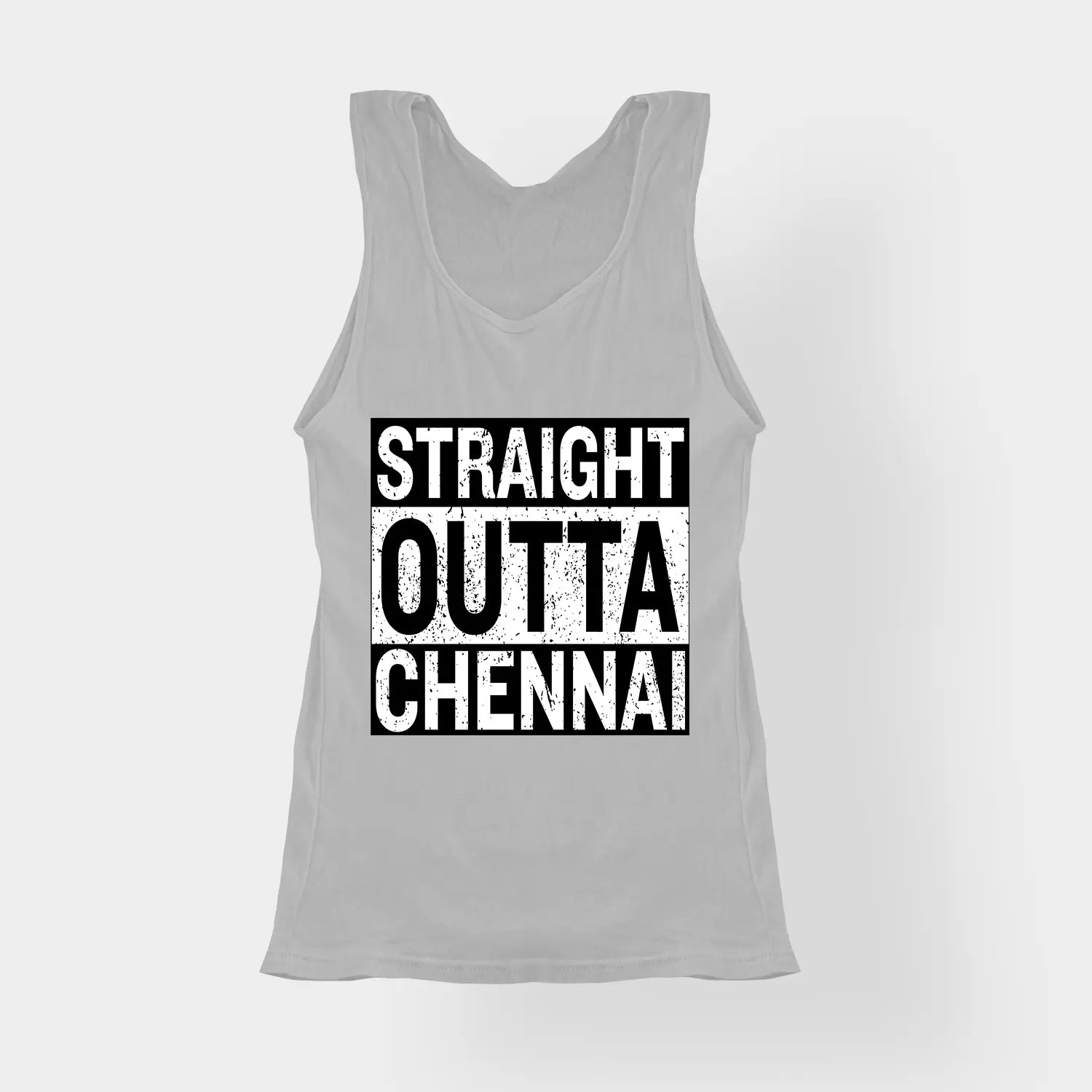 Straight Outta Chennai Women's Tank Top in Grey Melange Color