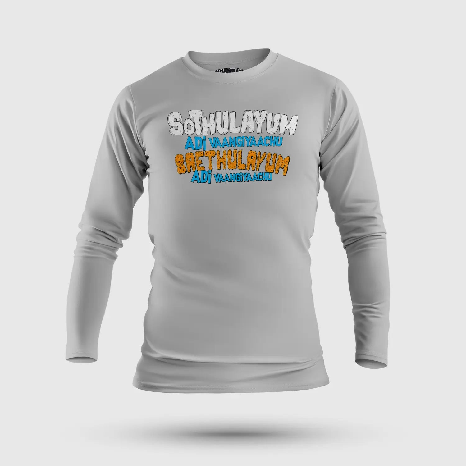 Sothulayum Adi Vaangiyaachu Saethulayum Adi Vaangiyaachu Men/Unisex Long Sleeve T-Shirt in Grey Melange Color