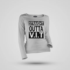 Straight Outta Vit Women's Long Sleeve T-Shirt in Grey Melange Color
