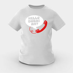 Hello Dubai Ah? Girls Round Neck T-Shirt in Grey Melange Color