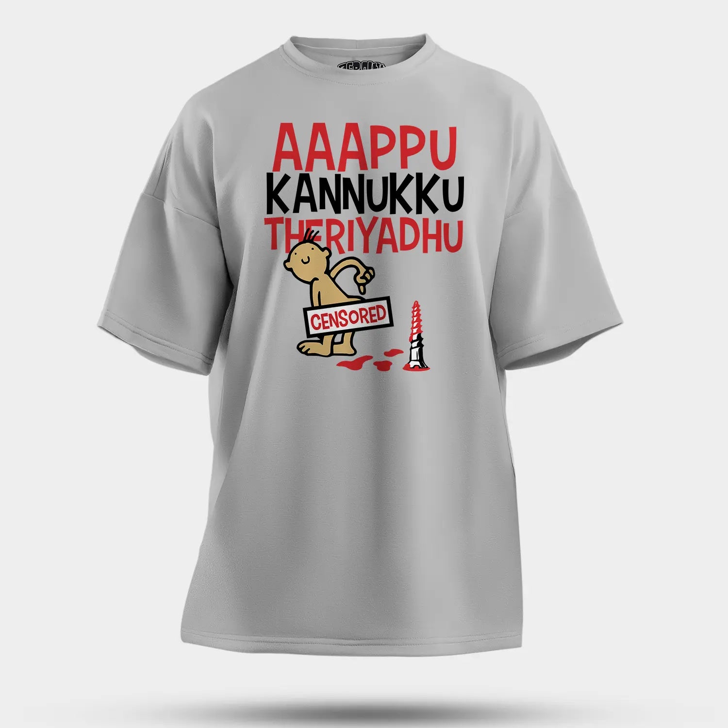 Aaappu Kannukku Theriyadhu Men/Unisex Oversized T-Shirt in Grey Melange Color