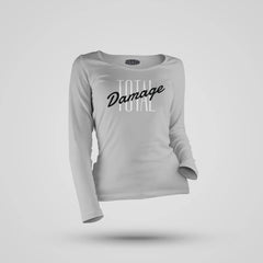 Total Damage Women's Long Sleeve T-Shirt in Grey Melange Color