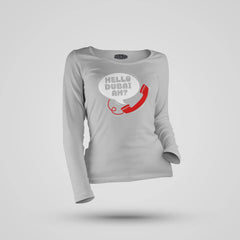 Hello Dubai Ah? Women's Long Sleeve T-Shirt in Grey Melange Color