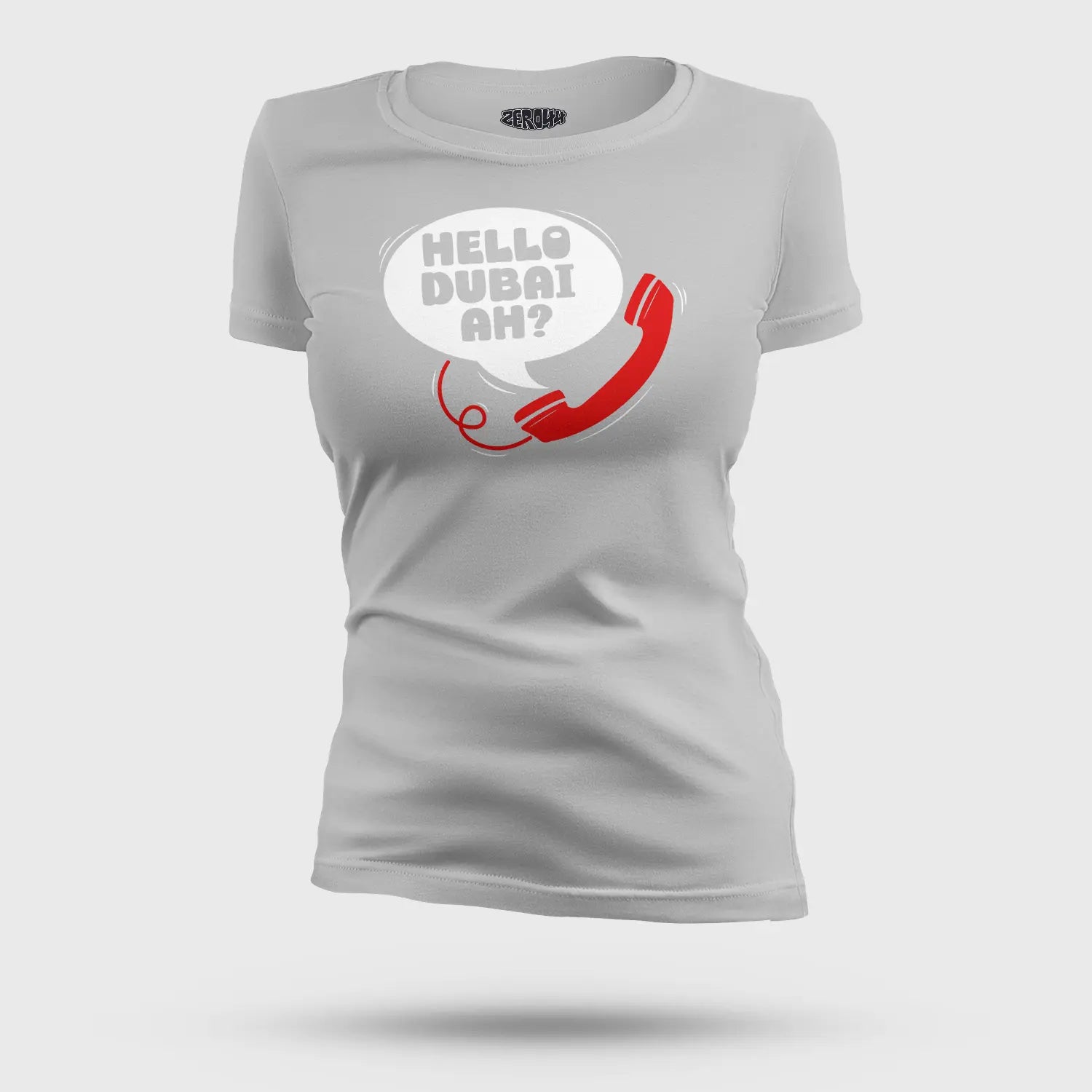 Hello Dubai Ah? Women's T-Shirt in Grey Melange Color