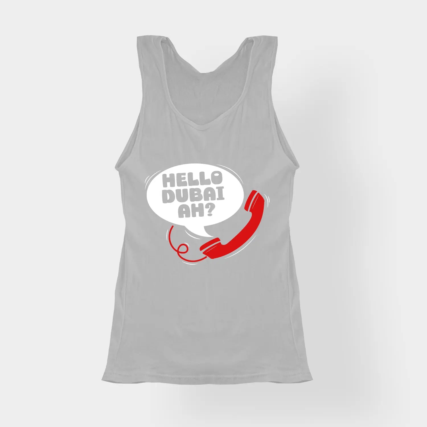 Hello Dubai Ah? Women's Tank Top in Grey Melange Color