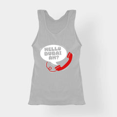 Hello Dubai Ah? Women's Tank Top in Grey Melange Color