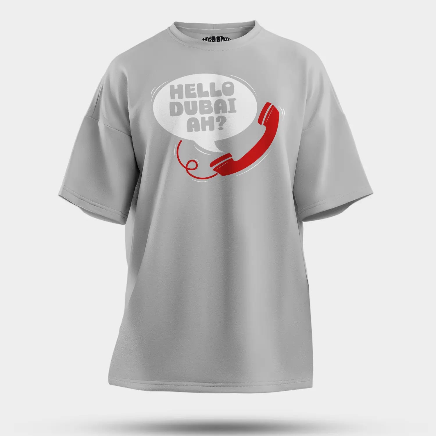 Hello Dubai Ah? Men/Unisex Oversized T-Shirt in Grey Melange Color