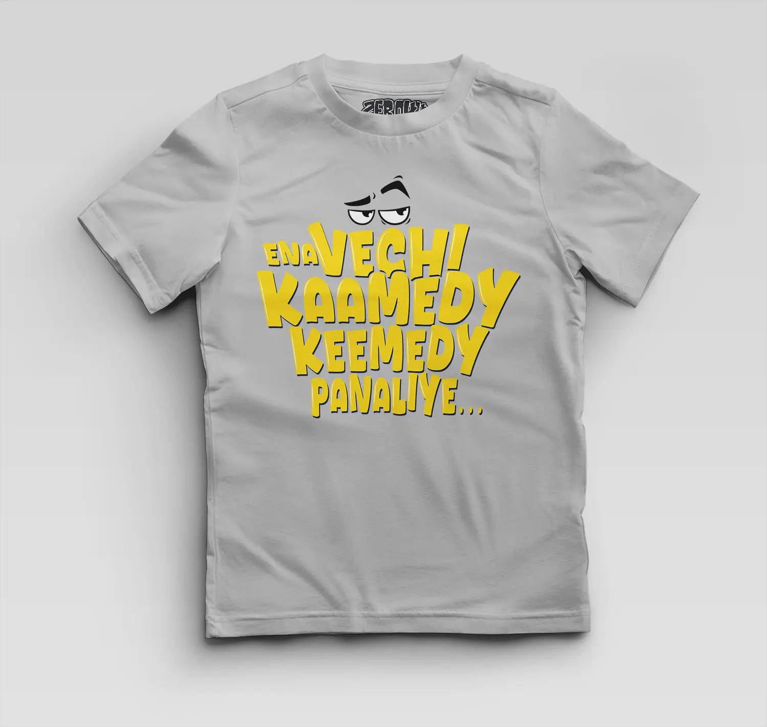Ena Vechi Kaamedy Keemady Panaliye Boys Round Neck T-Shirt in Grey Melange Color