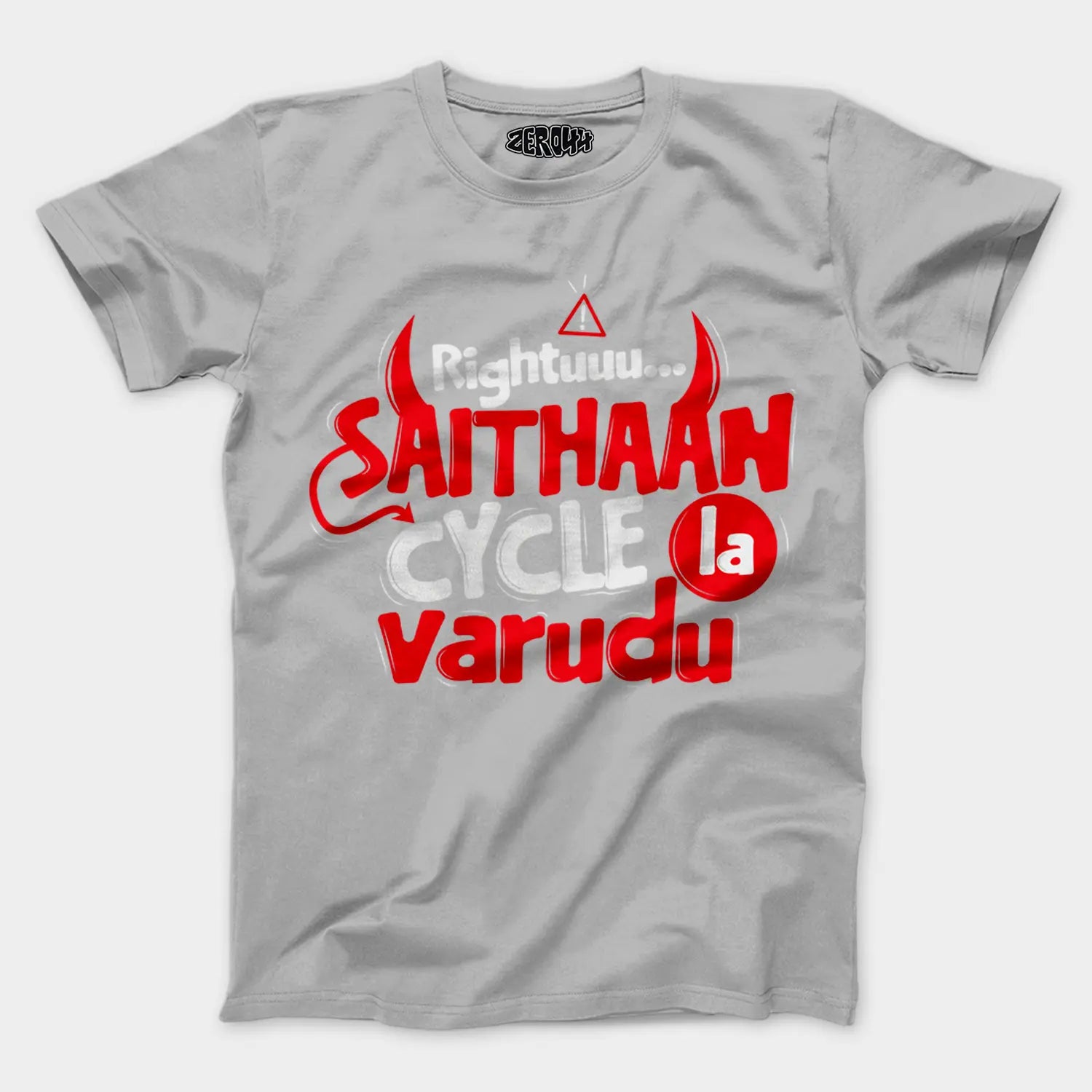 Rightuuu.. Saithaan Cycle La Varudhu Men/Unisex T-Shirt in Grey Melange Color