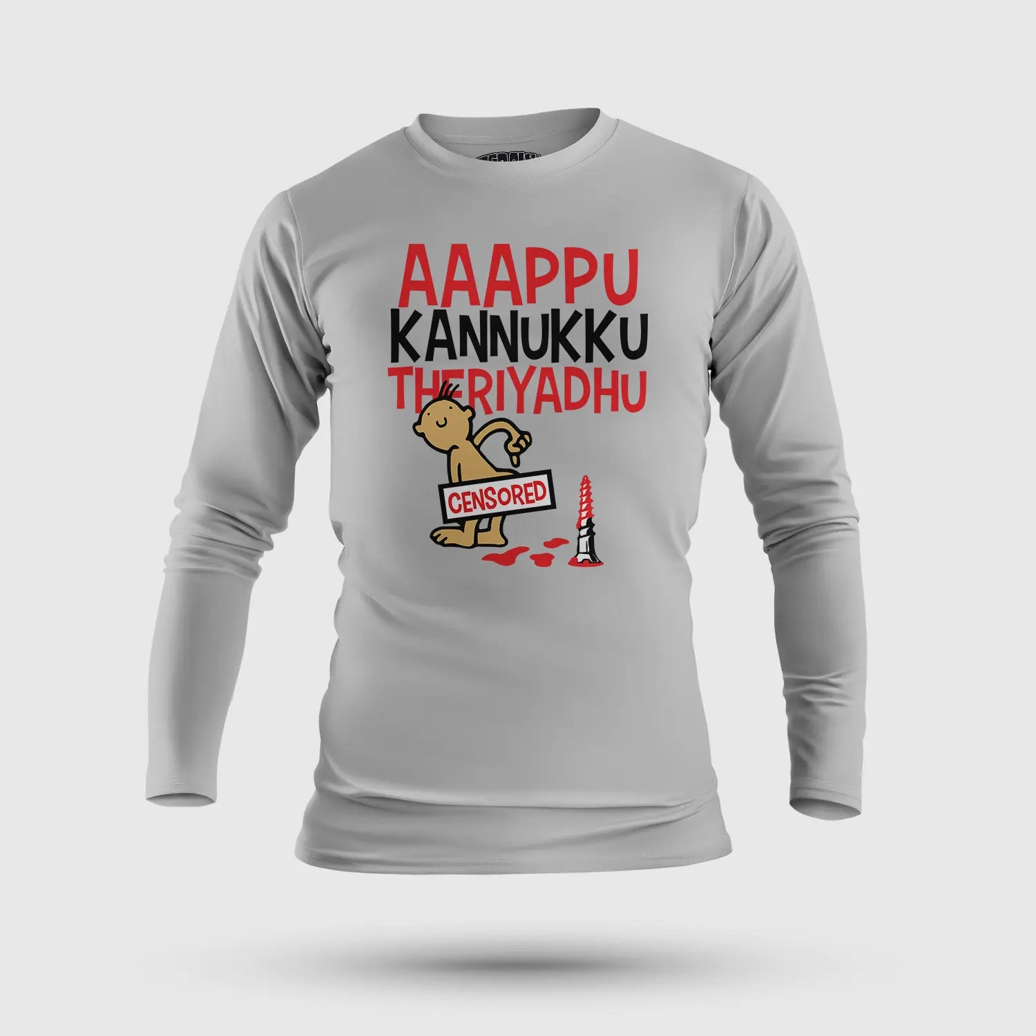 Aaappu Kannukku Theriyadhu Men/Unisex Long Sleeve T-Shirt in Grey Melange Color