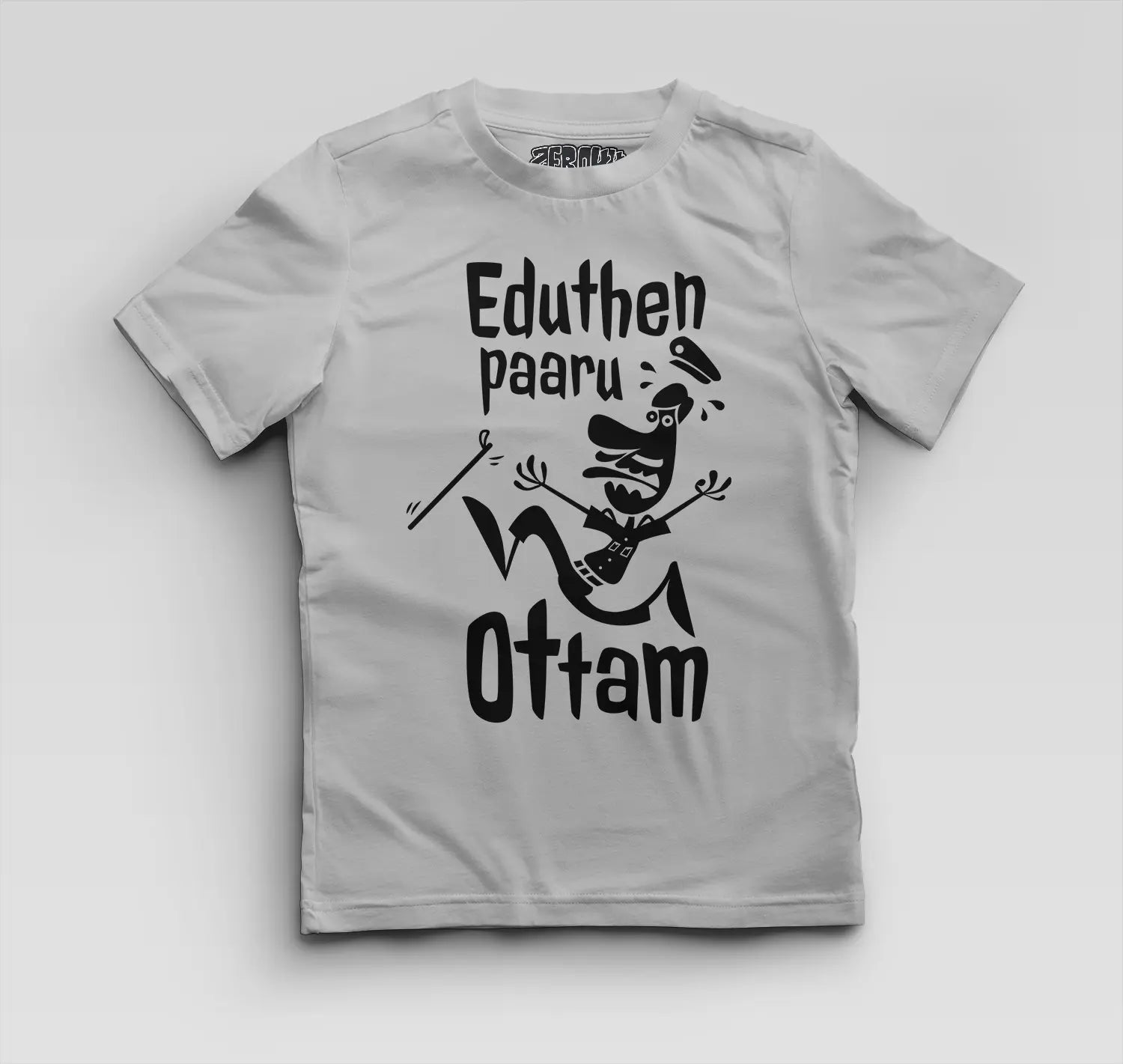 Eduthen Paaru Ottam Boys Round Neck T-Shirt in Grey Melange Color