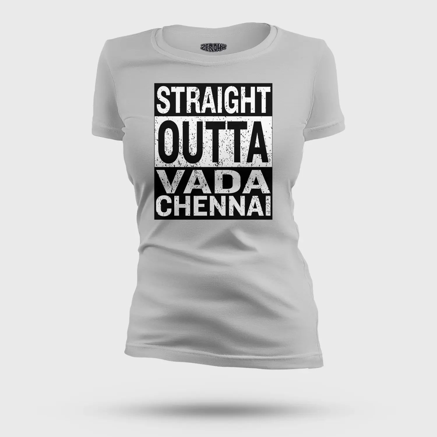Straight Outta Vada Chennai Women's T-Shirt in Grey Melange Color