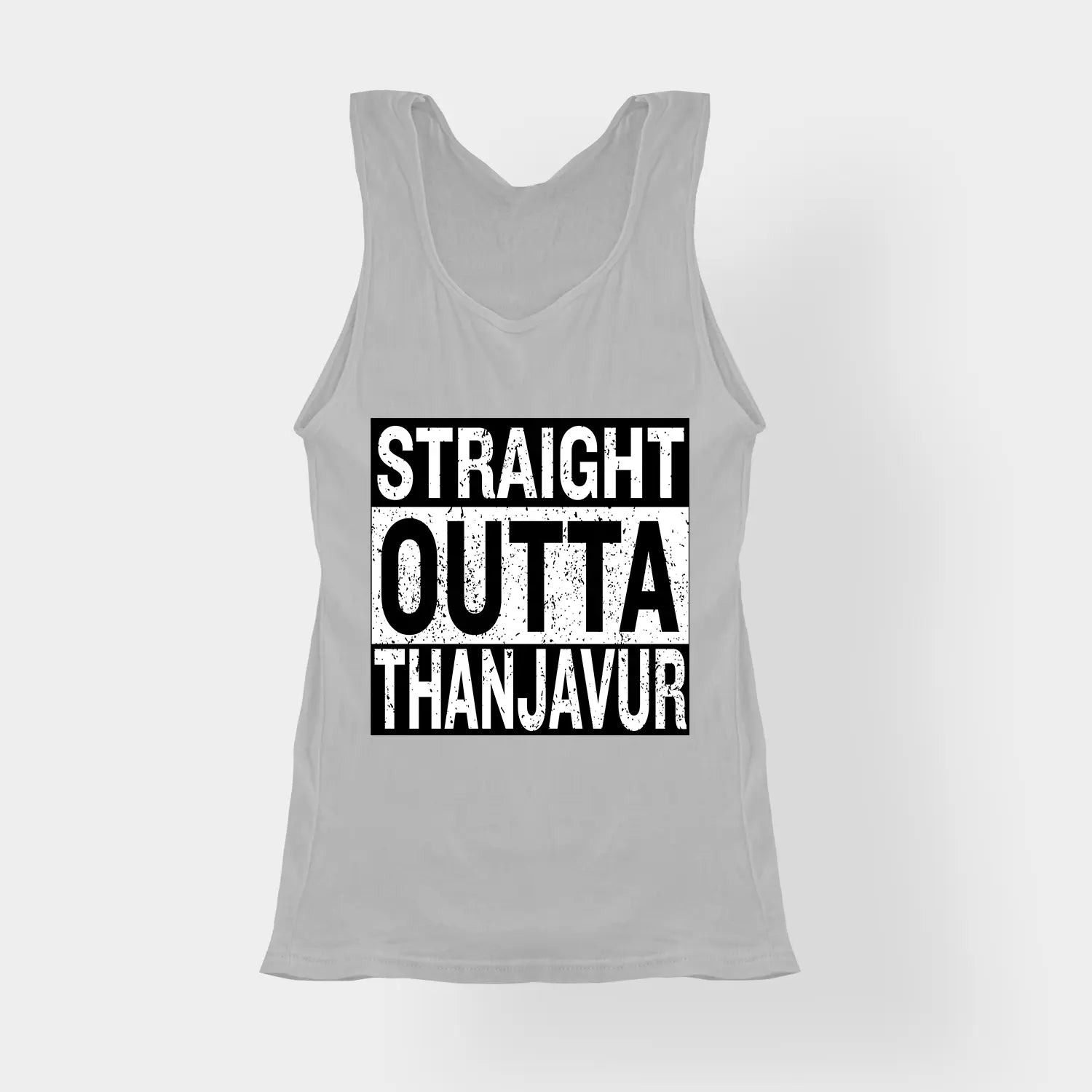 Straight Outta Thanjavur Women's Tank Top in Grey Melange Color