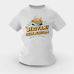 Biriyani Dhan Mukiyam Girls Round Neck T-Shirt in Grey Melange Color