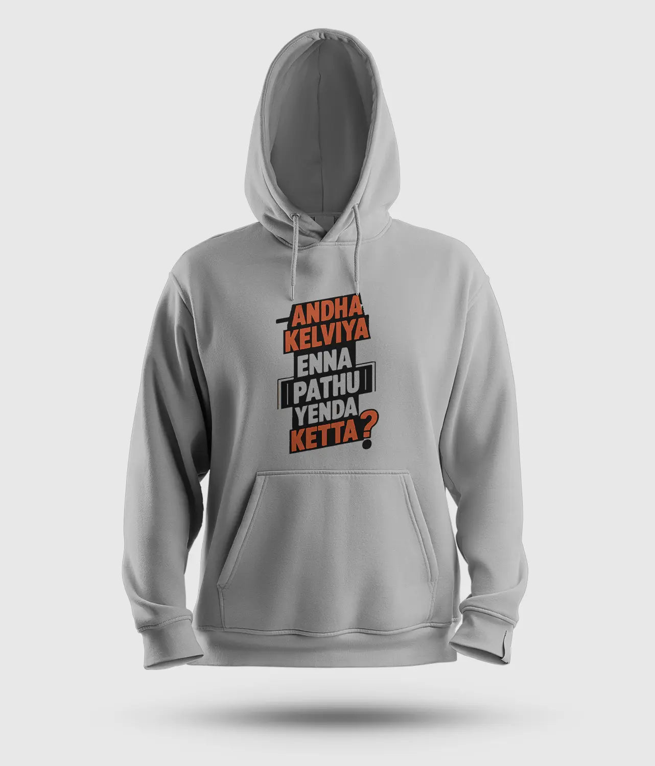 Andha Kelviya Enna Pathu Yenda Ketta Men/Unisex Hoodie in Grey Melange Color