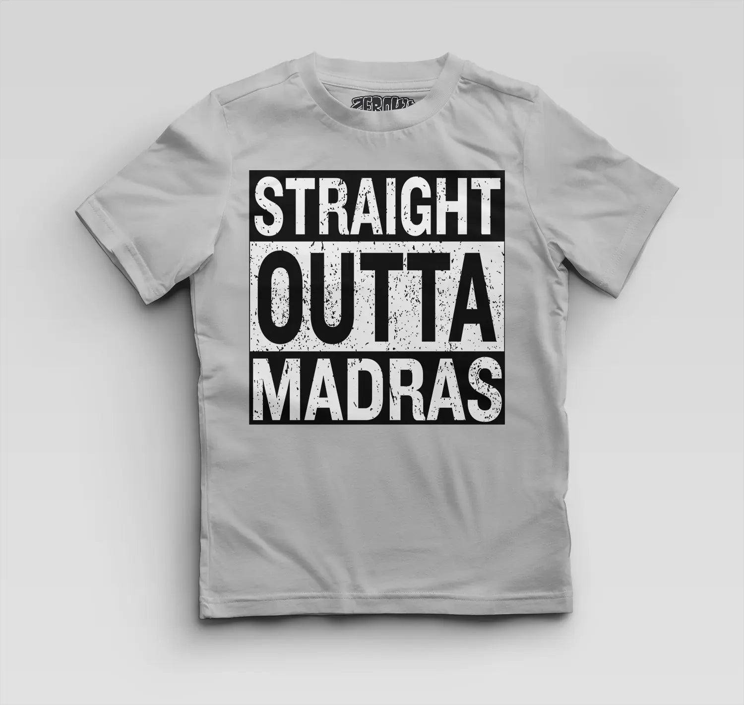 Straight Outta Madras Boys Round Neck T-Shirt in Grey Melange Color