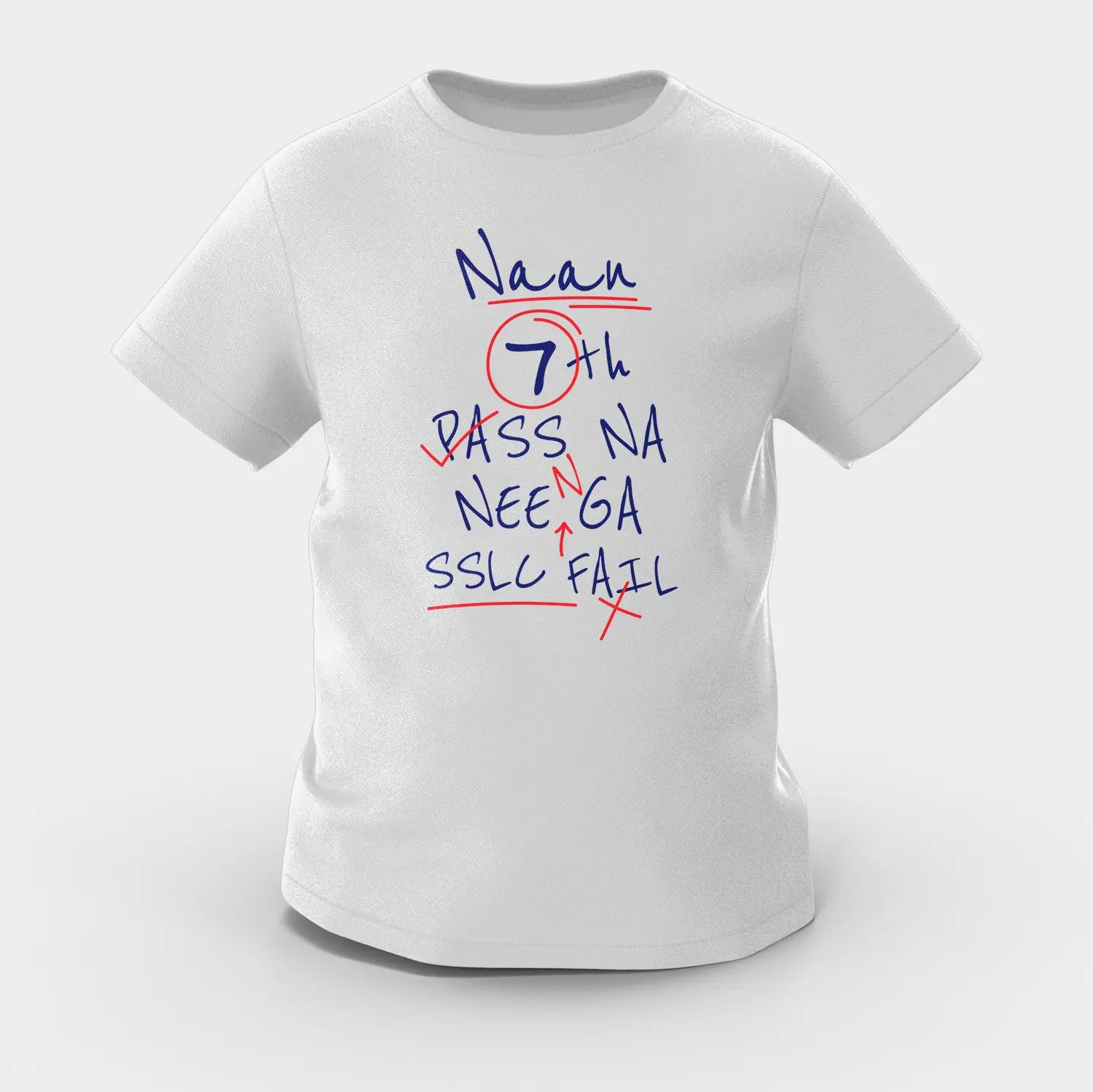 Naan 7Th Pass Na, Neenge Sslc Fail Girls Round Neck T-Shirt in Grey Melange Color