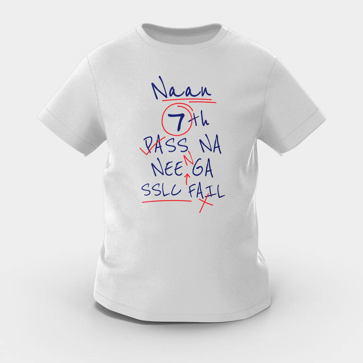 Naan 7Th Pass Na, Neenge Sslc Fail Girls Round Neck T-Shirt in Grey Melange Color