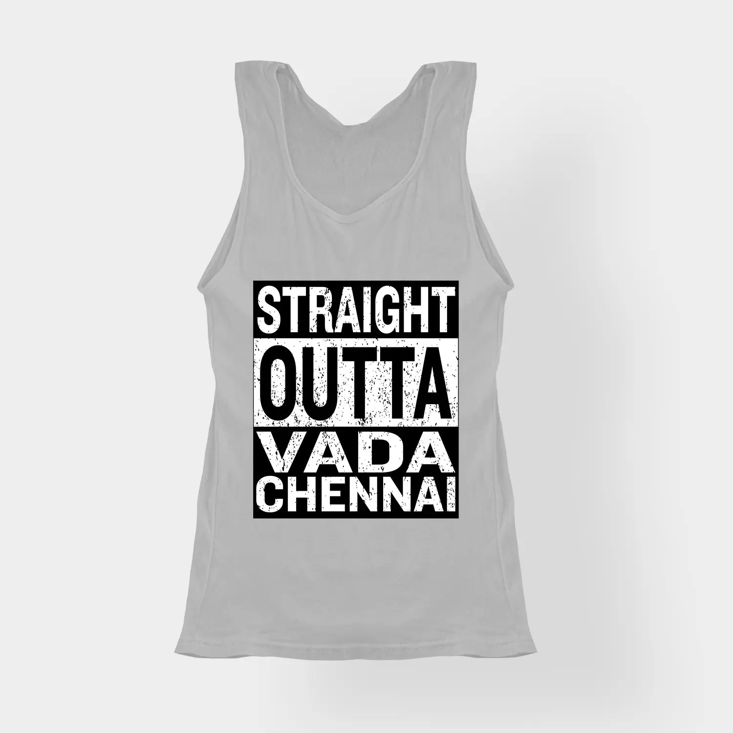 Straight Outta Vada Chennai Women's Tank Top in Grey Melange Color