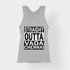 Straight Outta Vada Chennai Women's Tank Top in Grey Melange Color