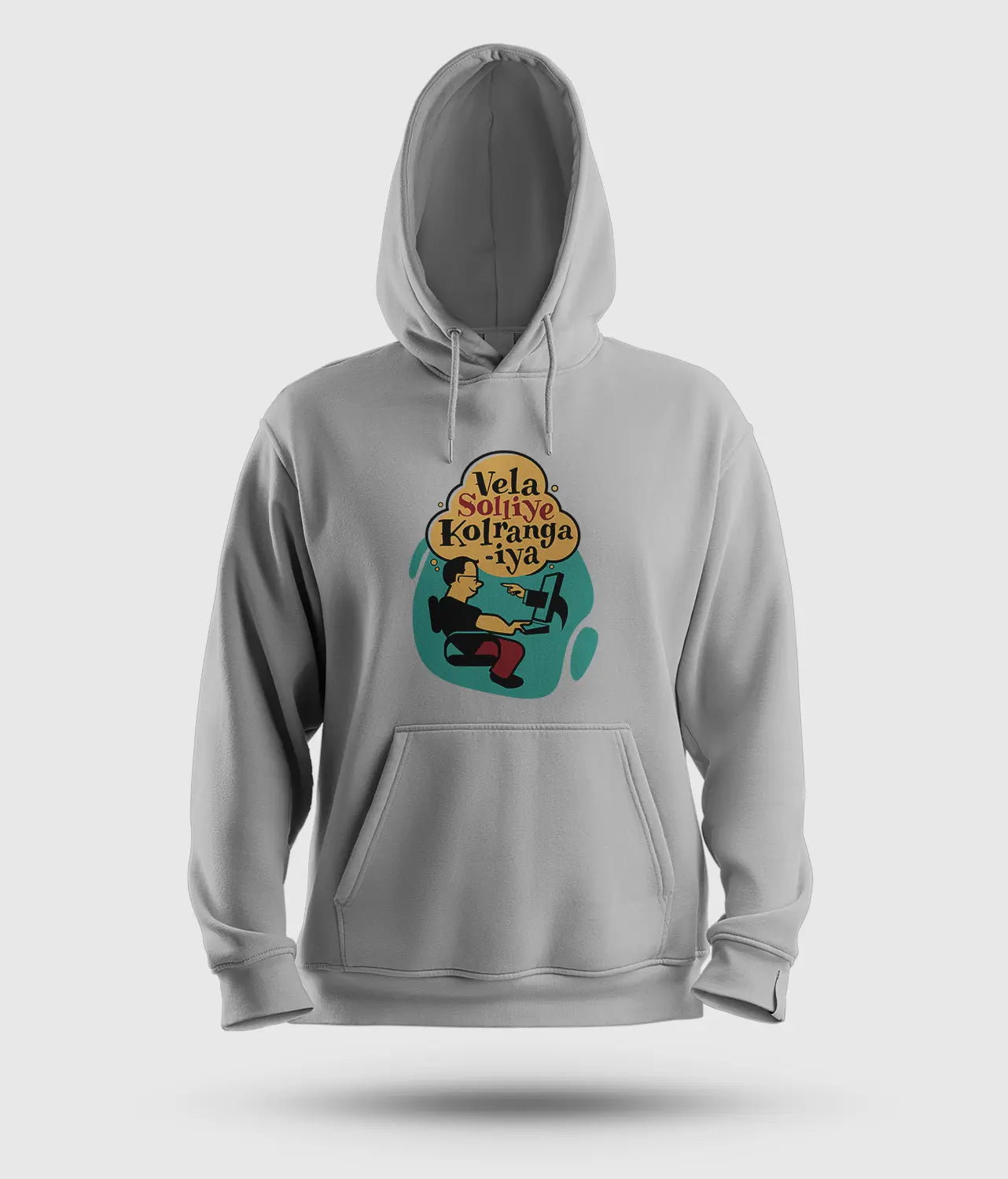 Vela Soliye Kolrangaiya Men/Unisex Hoodie in Grey Melange Color