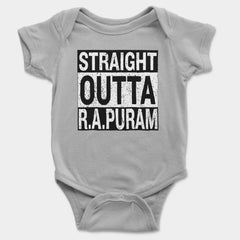 Straight Outta R.a Puram Onesie/Romper in Grey Melange Color