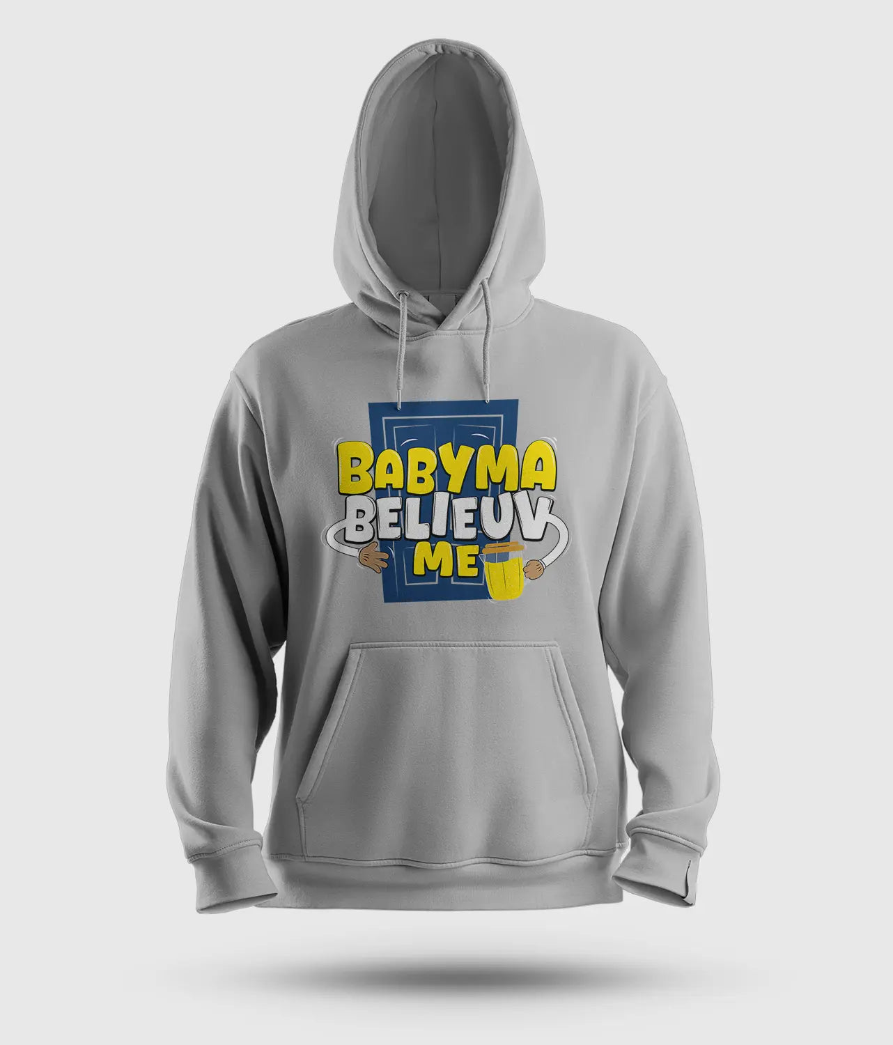 Babyma Belieuv Me Men/Unisex Hoodie in Grey Melange Color