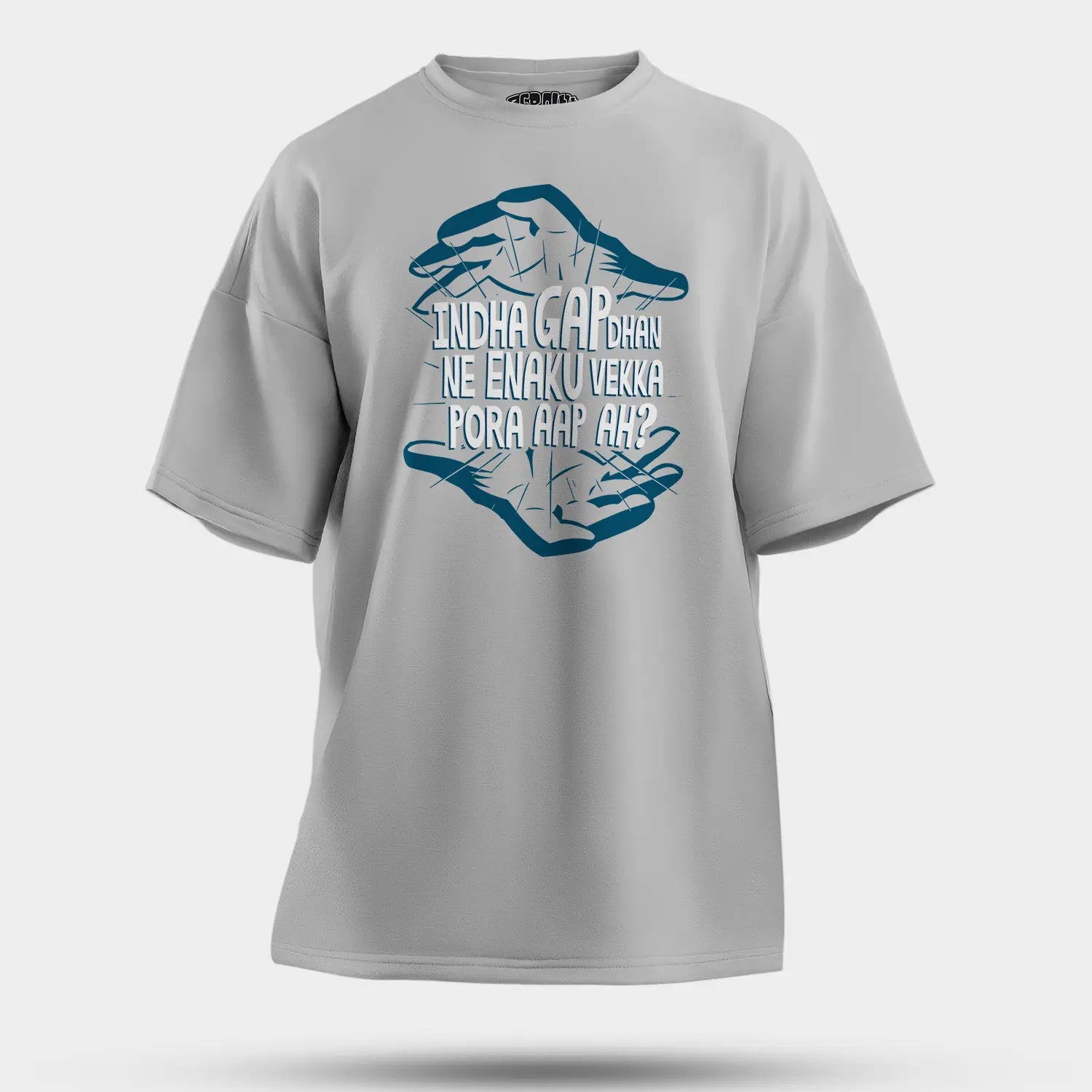 Indha Gap Dhan Ne Enaku Vekka Pora Aap Ah? Men/Unisex Oversized T-Shirt in Grey Melange Color