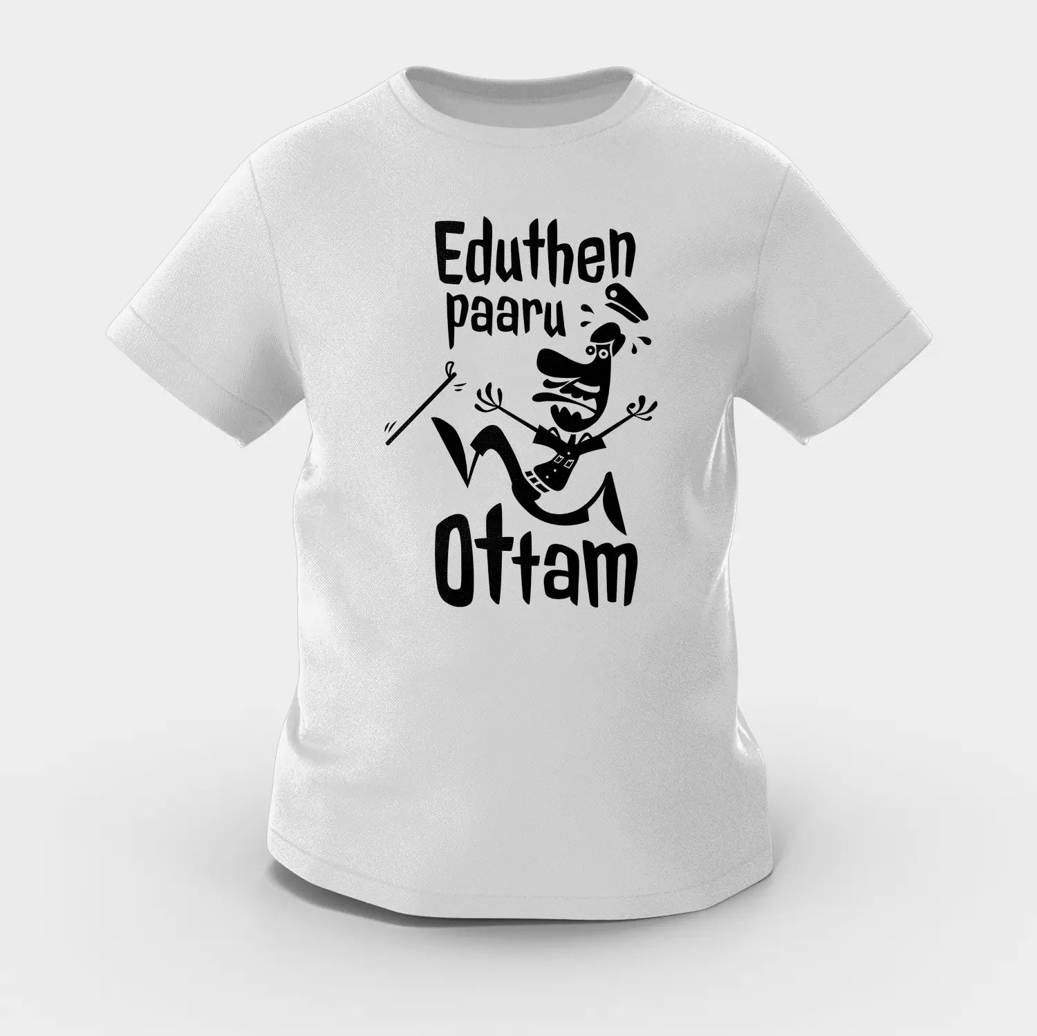 Eduthen Paaru Ottam Girls Round Neck T-Shirt in Grey Melange Color