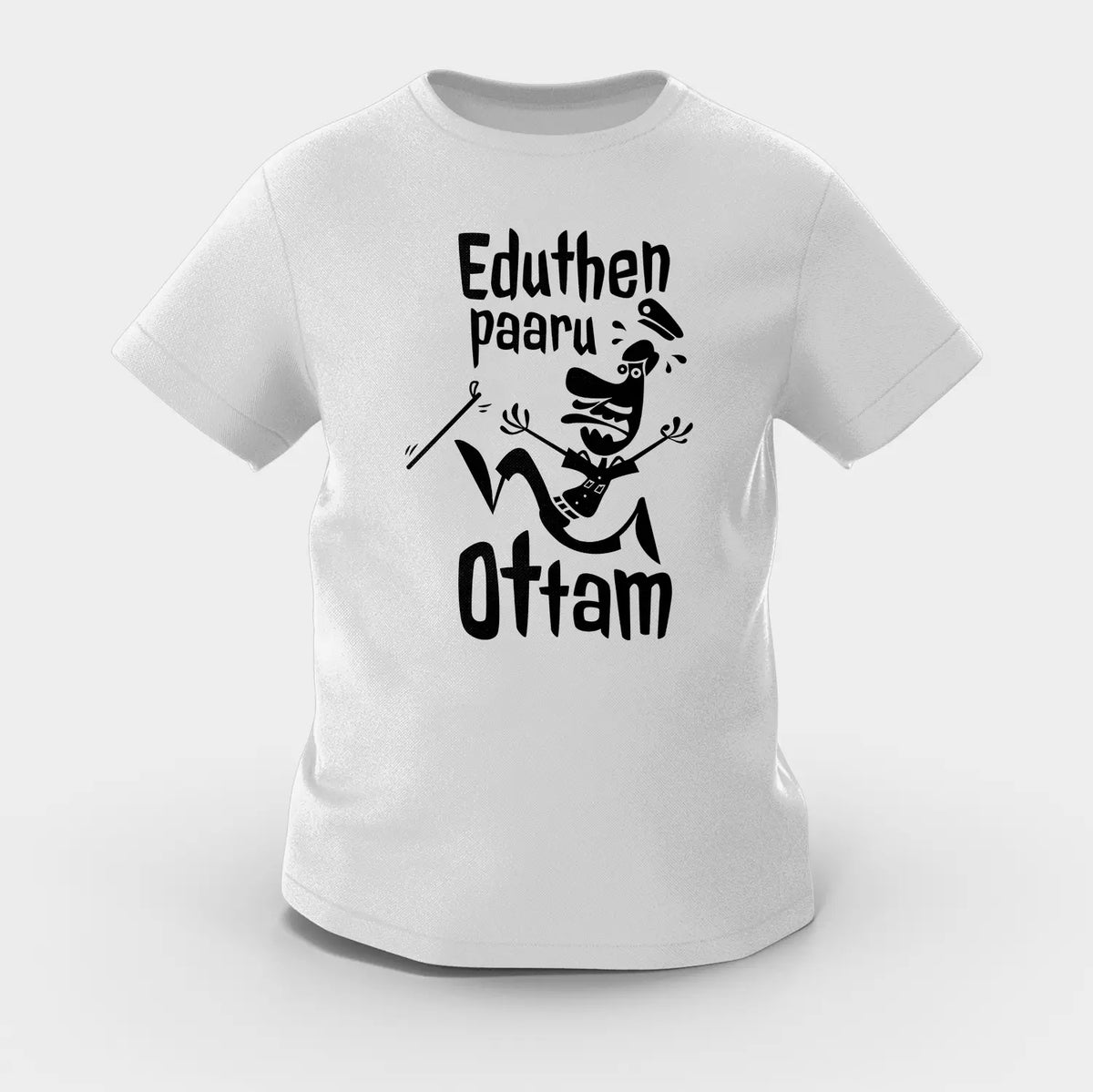 Eduthen Paaru Ottam Girls Round Neck T-Shirt in Grey Melange Color