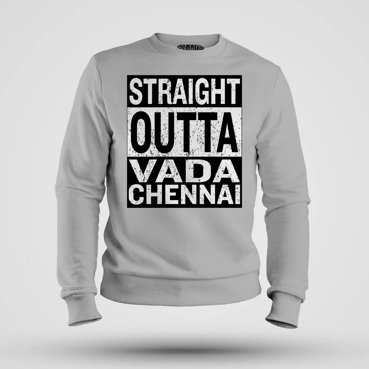 Straight Outta Vada Chennai Men/Unisex Sweatshirt in Grey Melange Color