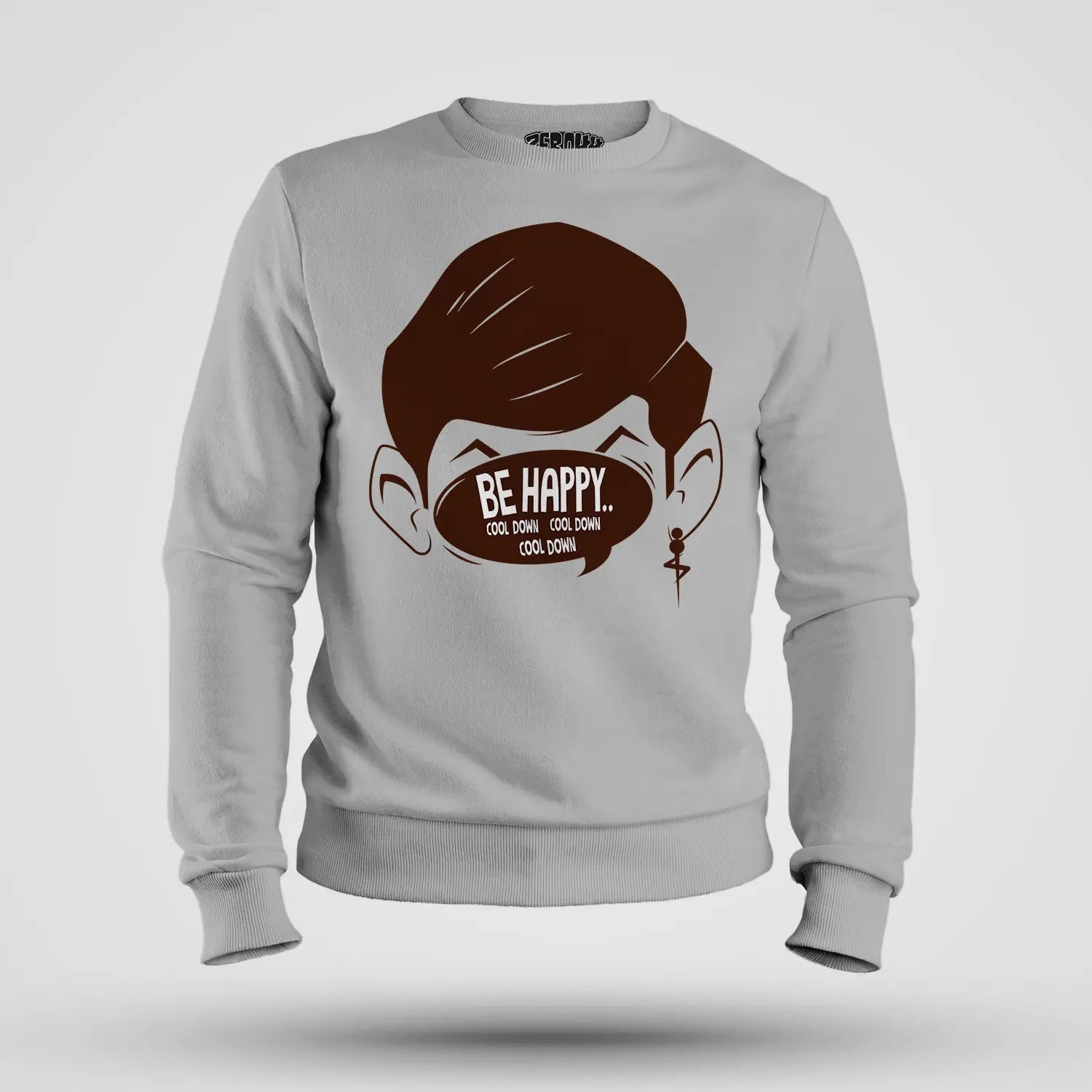 Be Happy Cool Down Cool Down Cool Down Men/Unisex Sweatshirt in Grey Melange Color