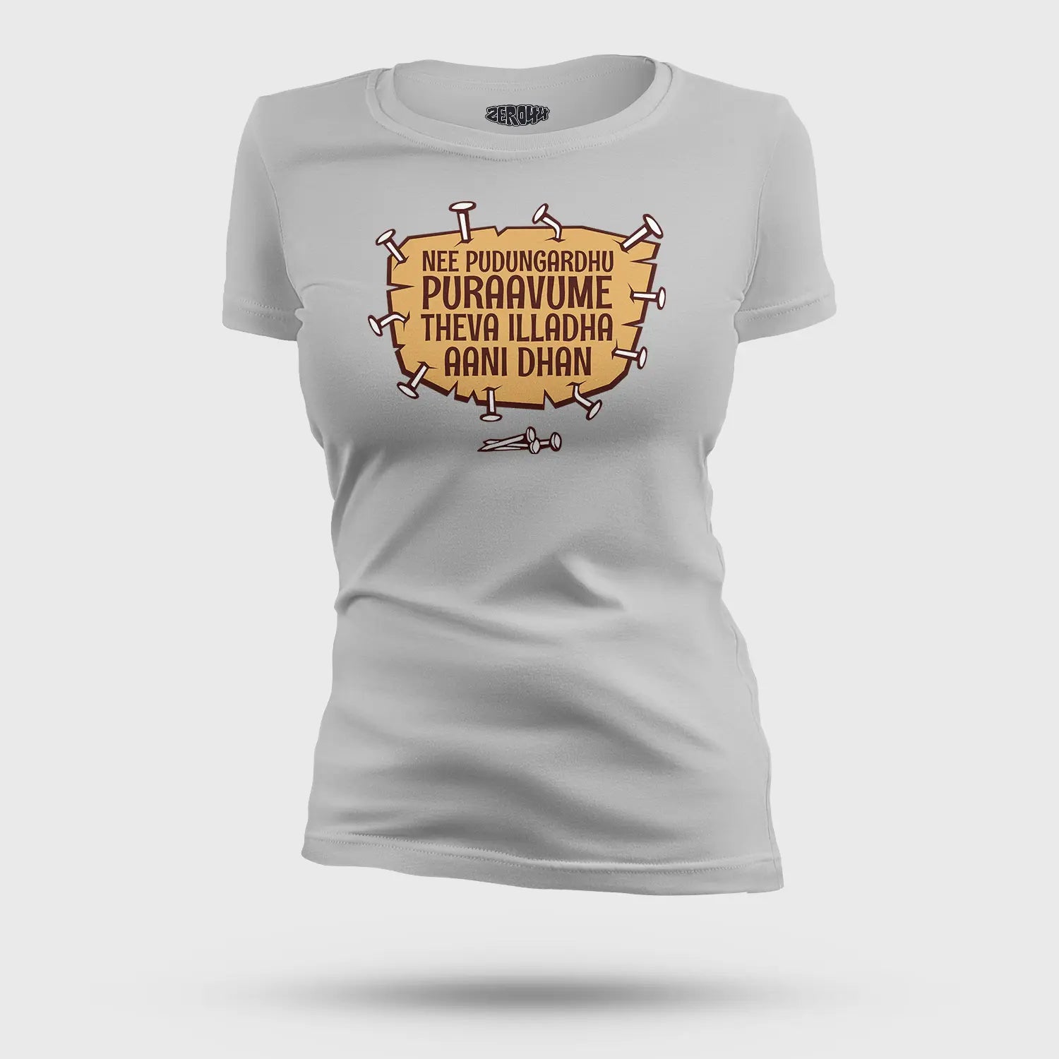 Nee Pudungurathu Puraavume Theva Illadha Aani Dhan Women's T-Shirt in Grey Melange Color