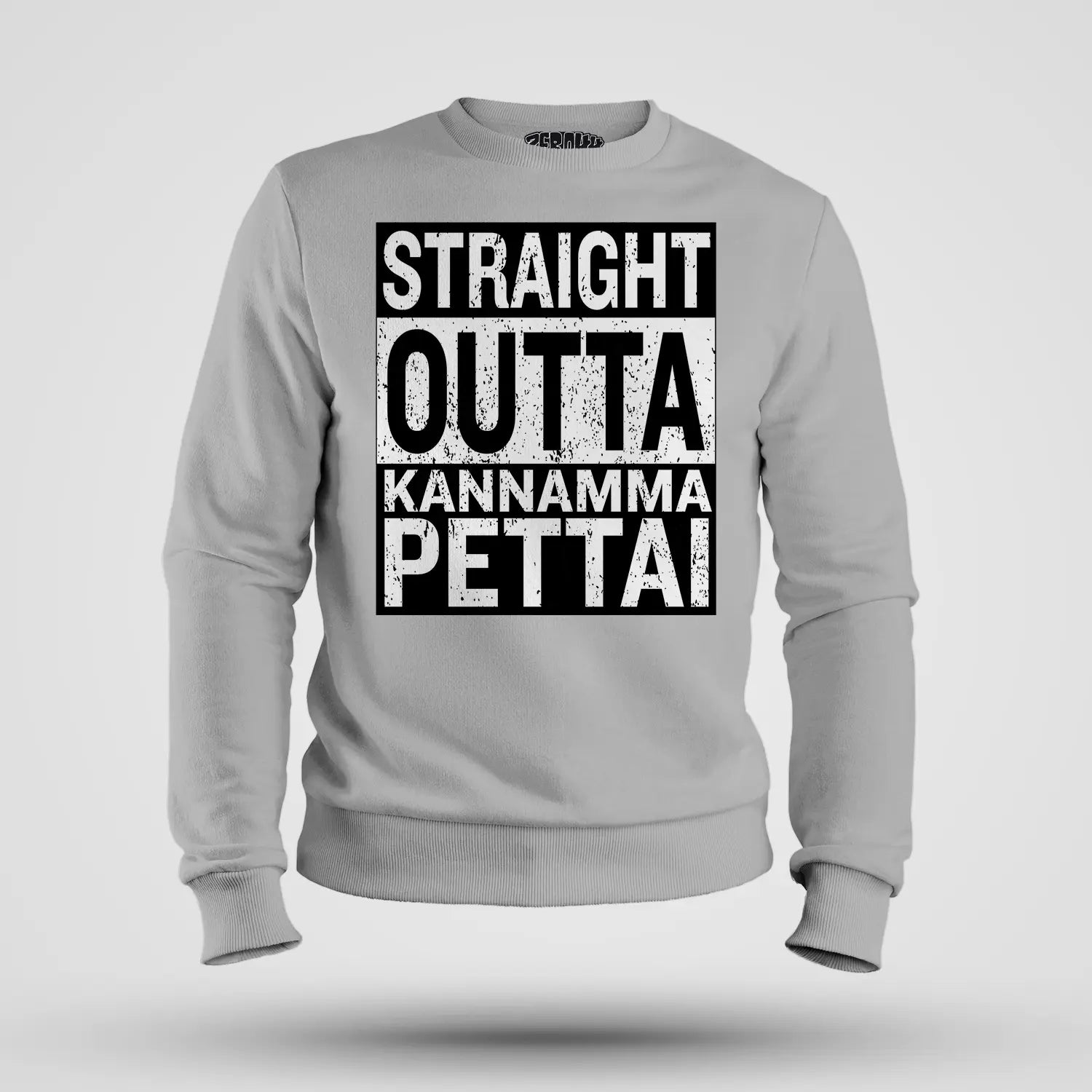 Straight Outta Kannamma Pettai Men/Unisex Sweatshirt in Grey Melange Color