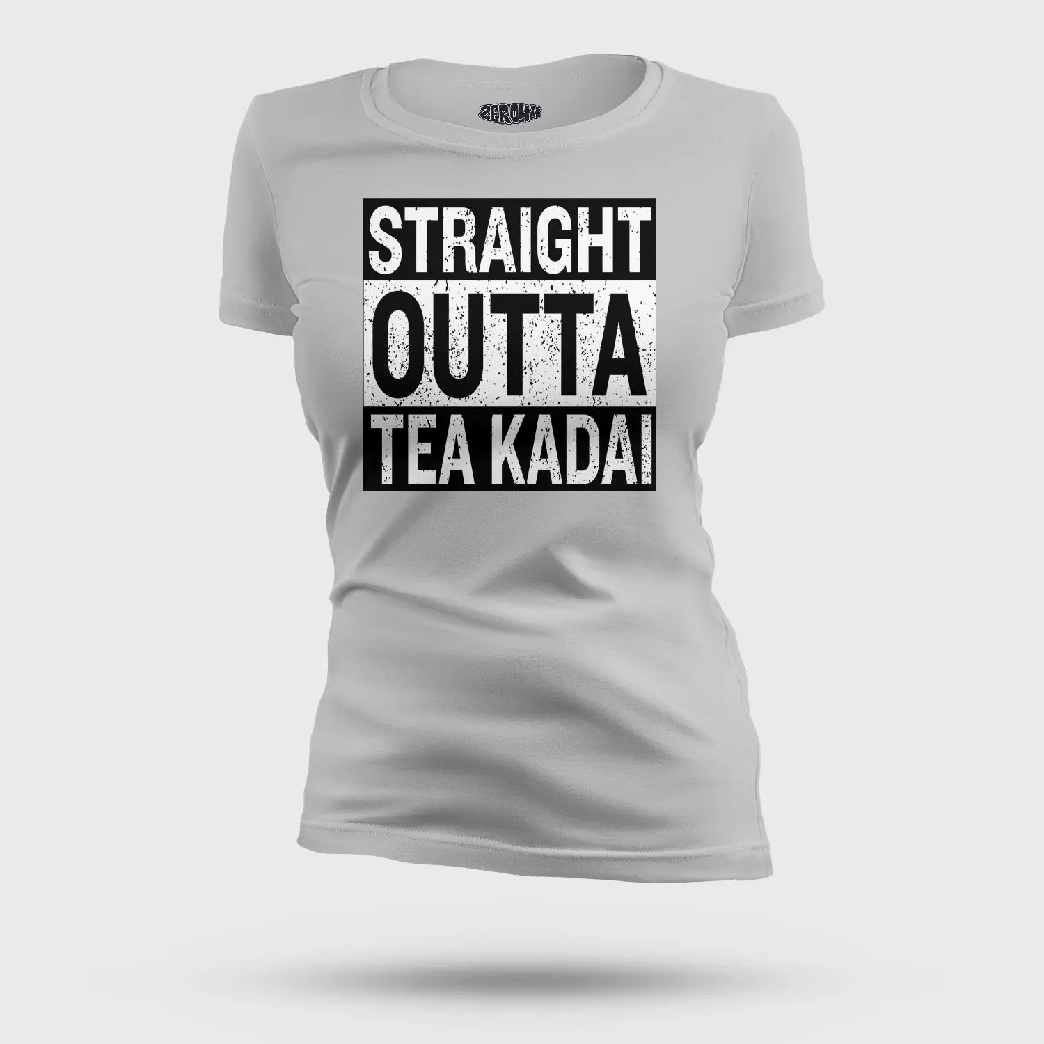 Straight Outta Tea Kadai Women's T-Shirt in Grey Melange Color