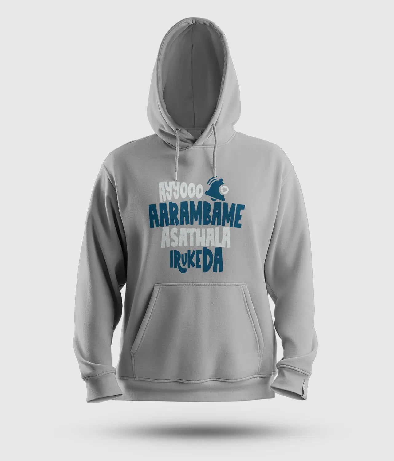 Ayyooo Aarambame Asathala Iruke Da Men/Unisex Hoodie in Grey Melange Color