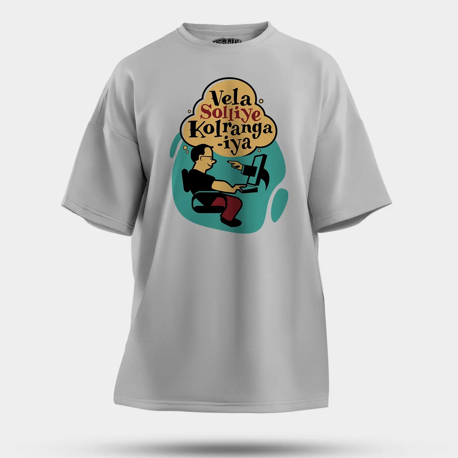 Vela Soliye Kolrangaiya Men/Unisex Oversized T-Shirt in Grey Melange Color