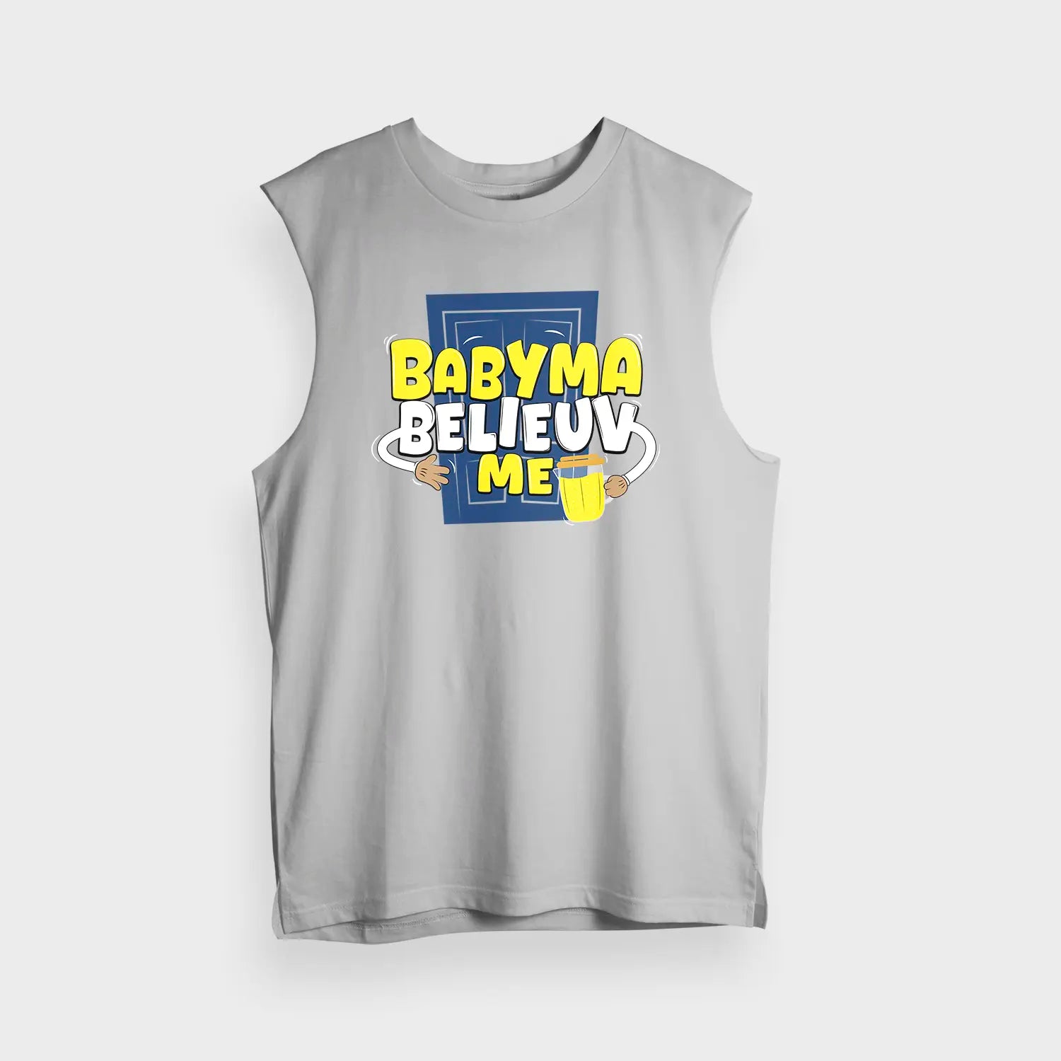 Babyma Belieuv Me Men/Unisex Tank Top in Grey Melange Color