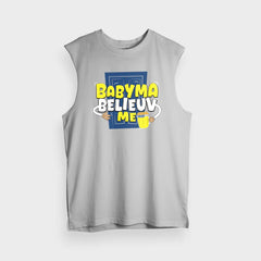 Babyma Belieuv Me Men/Unisex Tank Top in Grey Melange Color