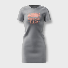Humans Ah Da Neenga Ellam? Women's T-Shirt Dress in Grey Melange Color