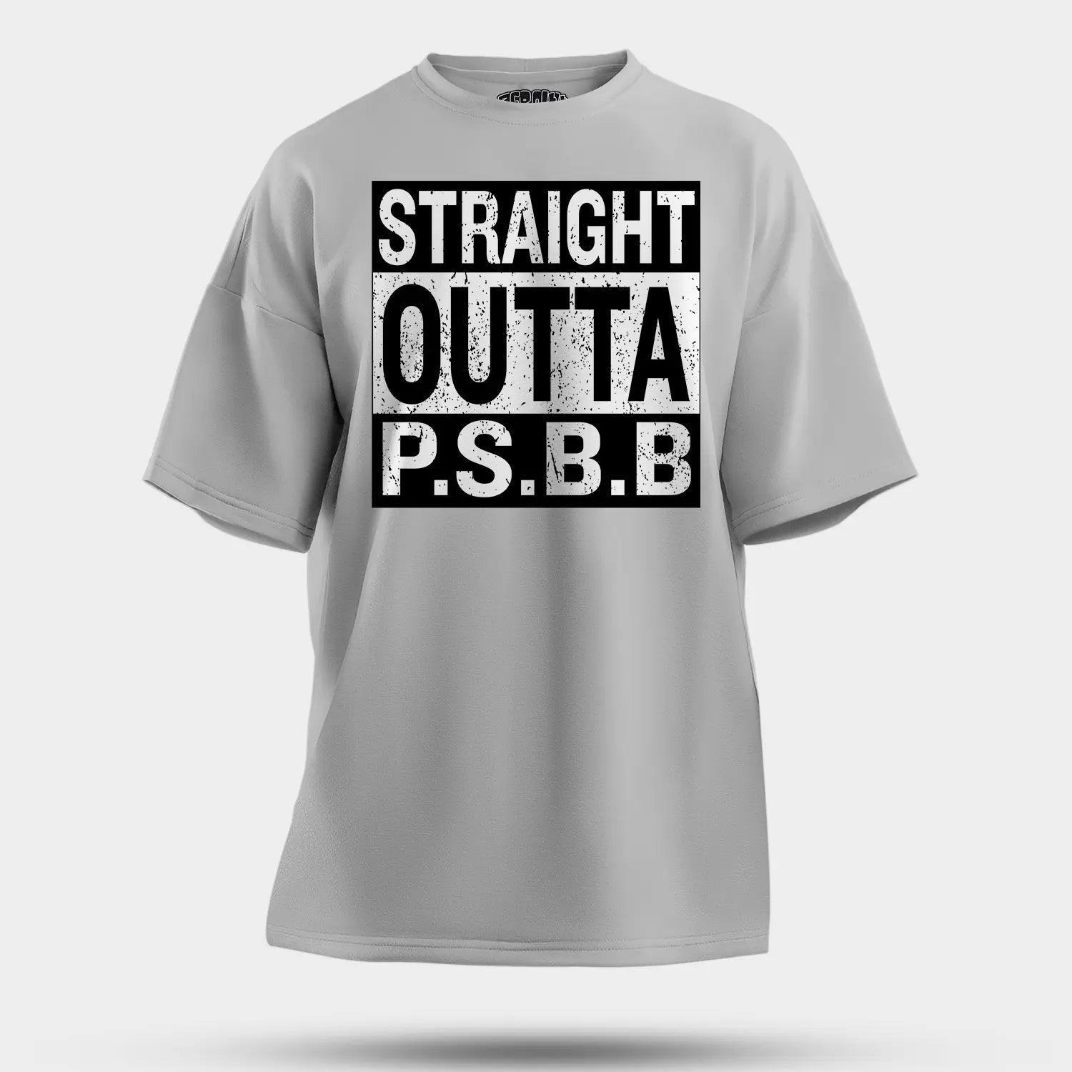 Straight Outta Psbb Men/Unisex Oversized T-Shirt in Grey Melange Color